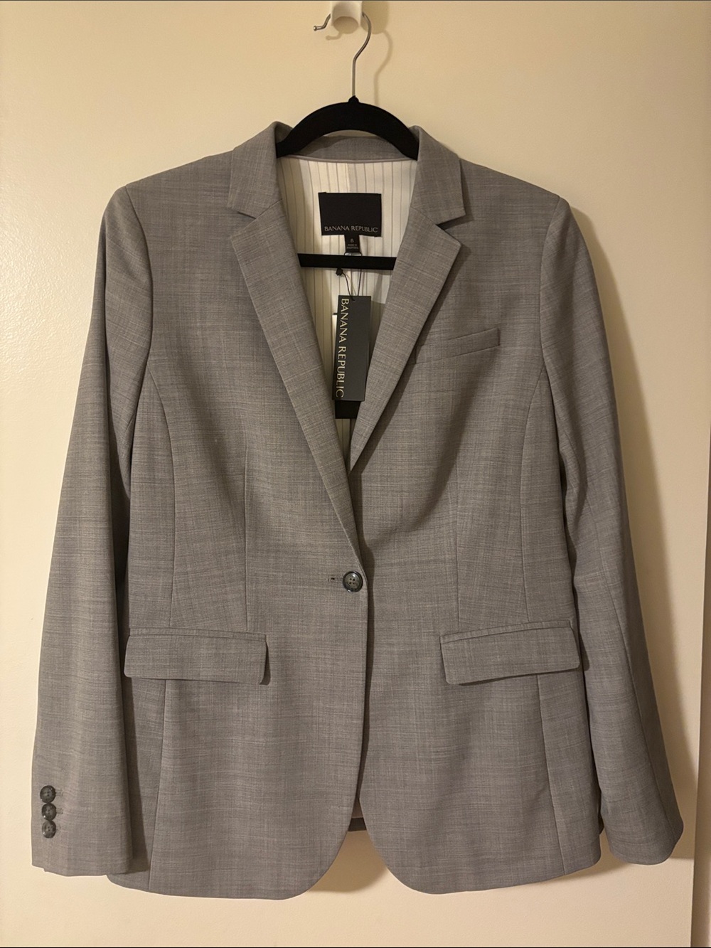 Banana Republic Light Gray Wool Single-Button Women's Blazer
